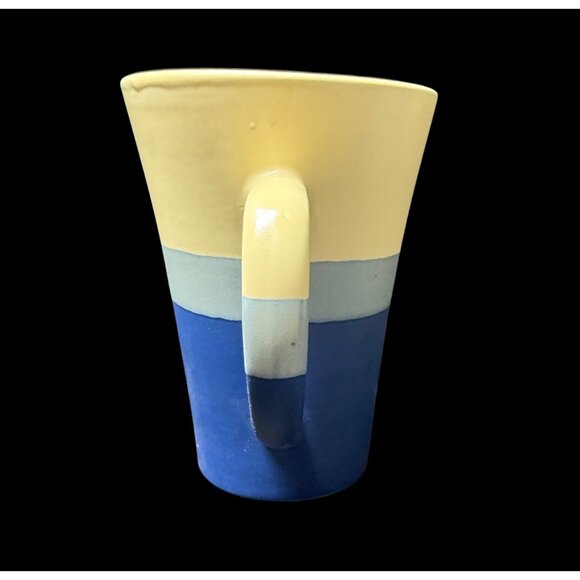 2001 California Pantry Handcrafted Ceramic Mug Blue & Sand Color Block Design - Picture 4 of 7